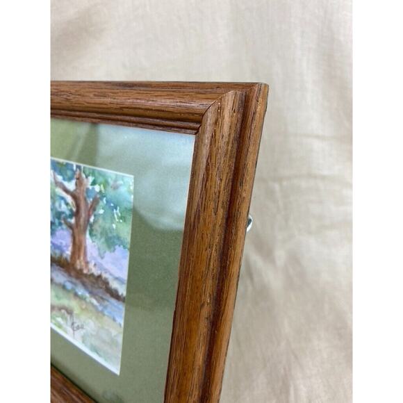 Original Covered Bridge Watercolor Oak Framed Matted Signed - Picture 7 of 7